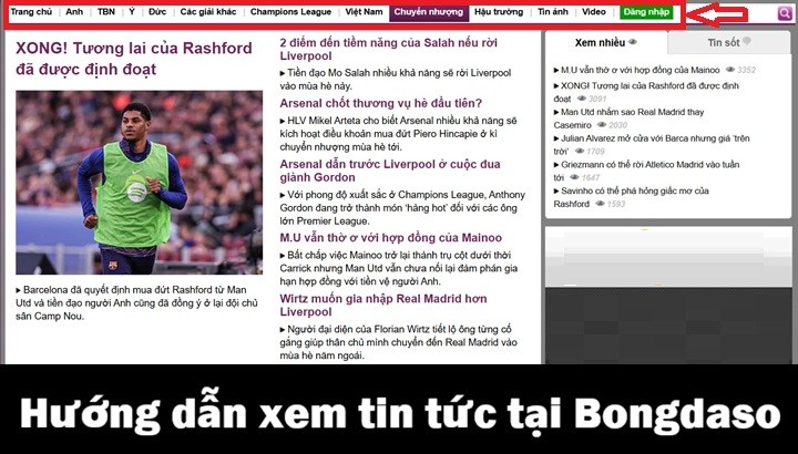 Cách xem tin tức tại Bongdaso mỗi ngày
